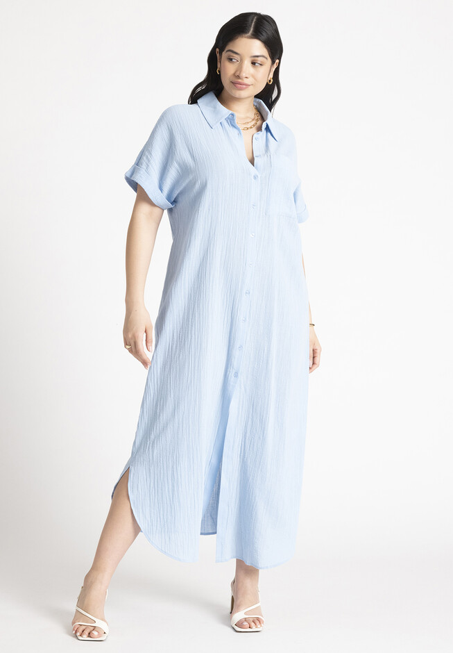 Twilight Blue, Womens Linen Pocket Tunic Dress