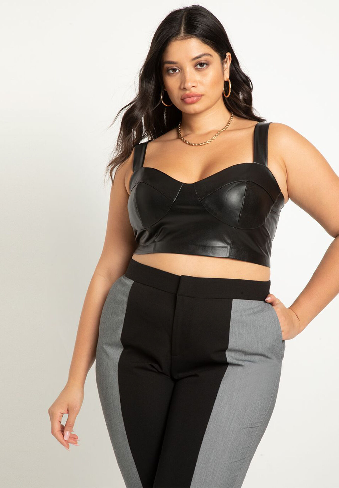 Faux Leather Bustier Crop Top in White