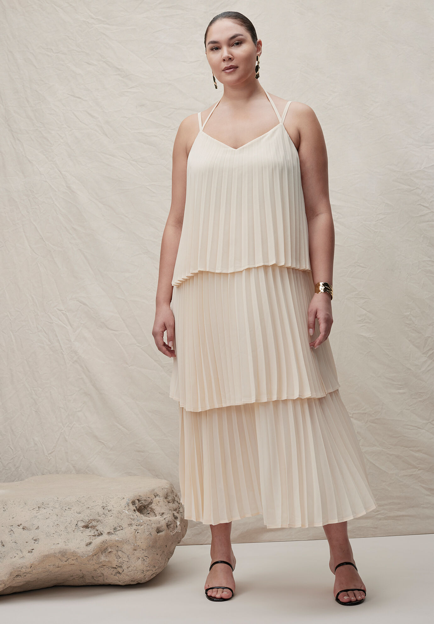 Pleated Polyester Dress by Eloquii