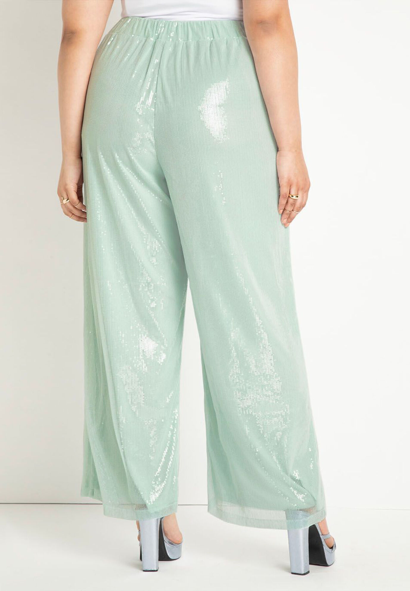Olive Sequin Wide Leg Trousers – Ro&Zo