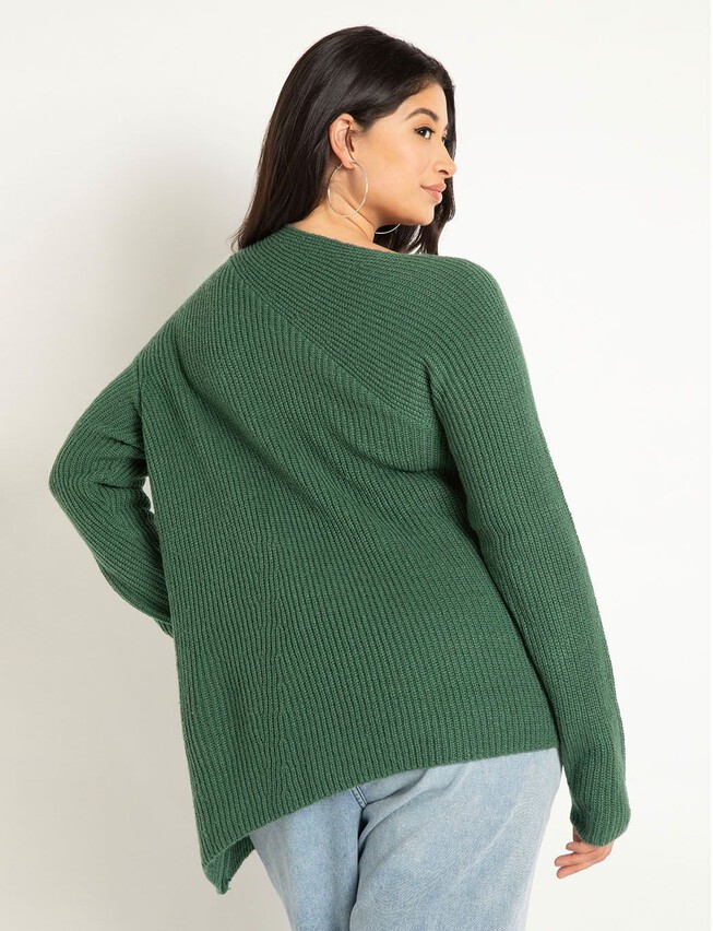 Asymetric sculptural rib knit sweater