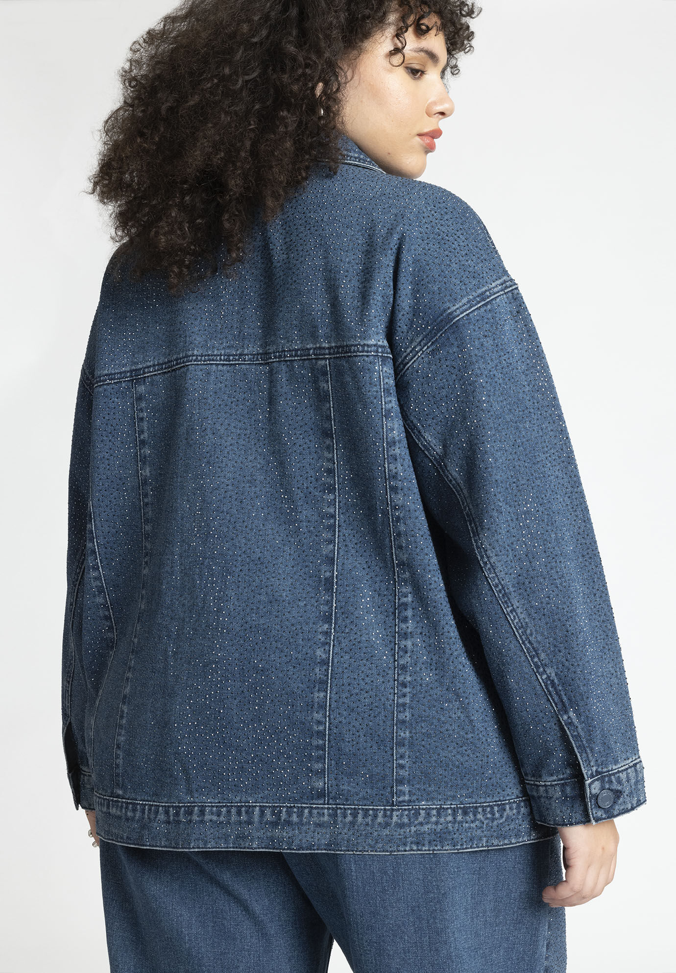 AO.LA by alice + olivia Oversized Embellished Denim Jacket - Luxed