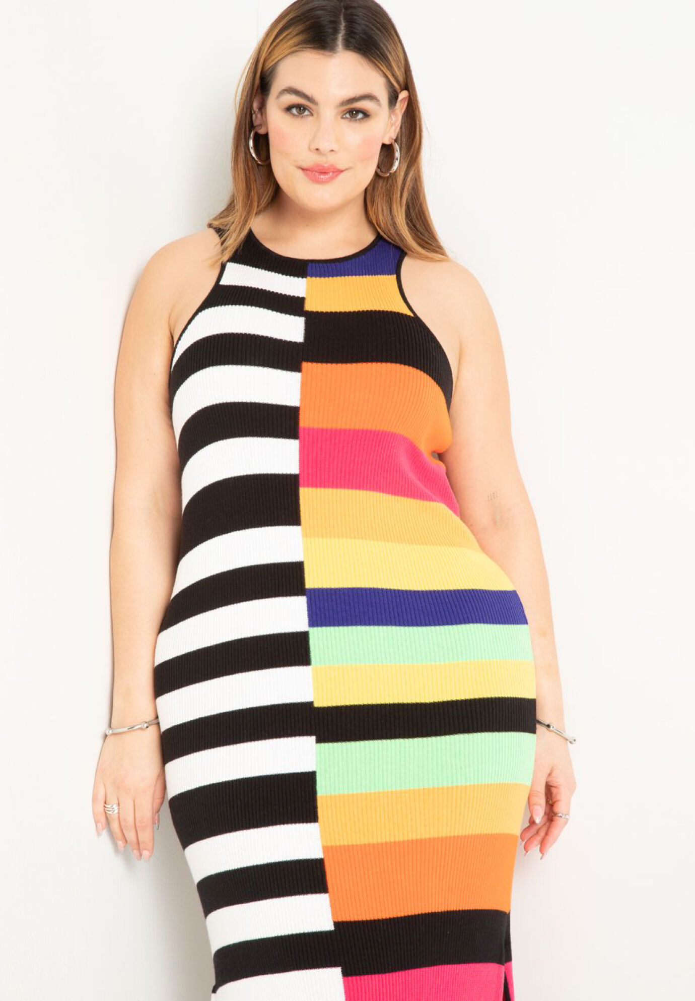 Dress Mixed | Eloquii Ribbed Stripe