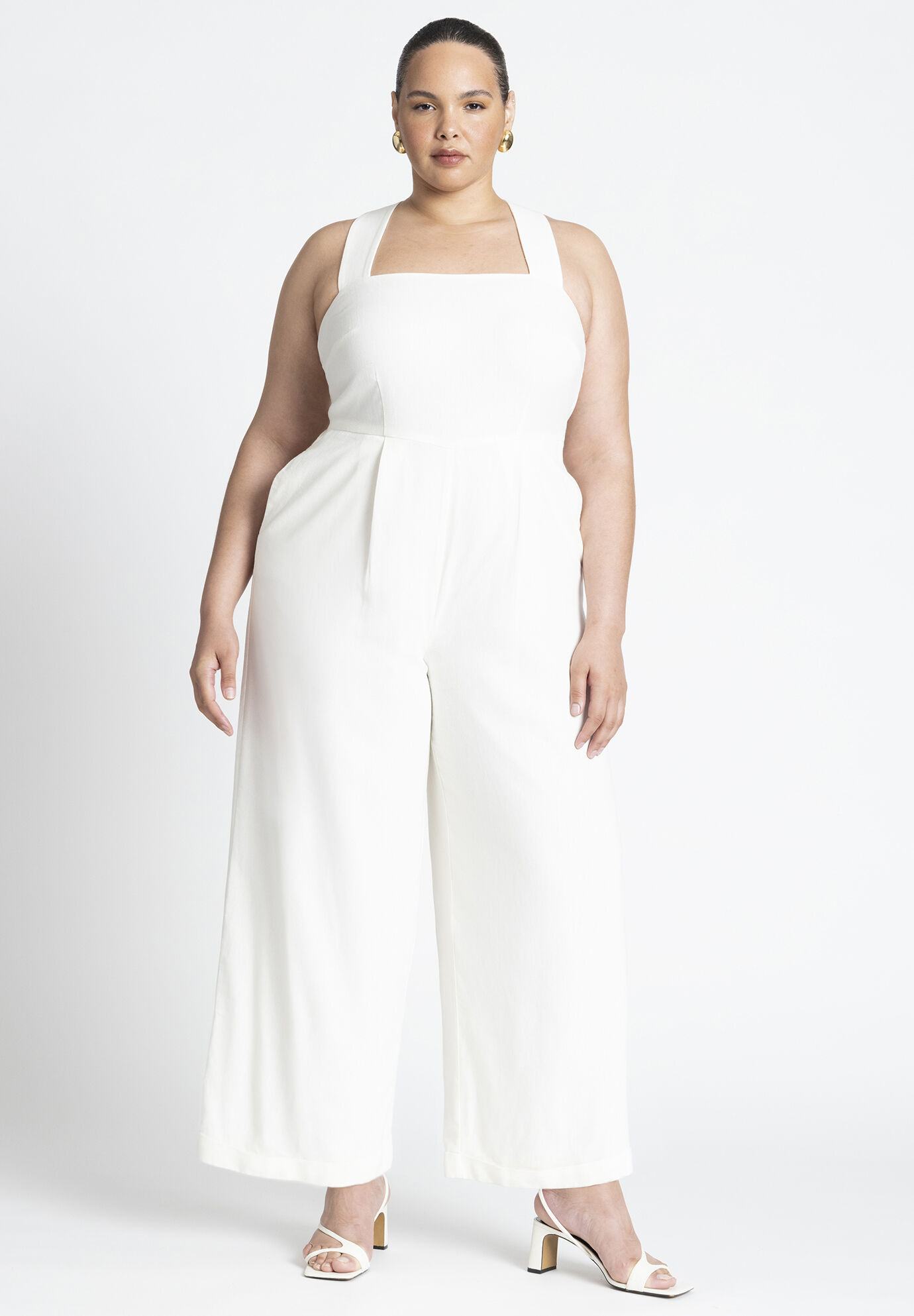 Plus Size Pocketed Pleated Jumpsuit