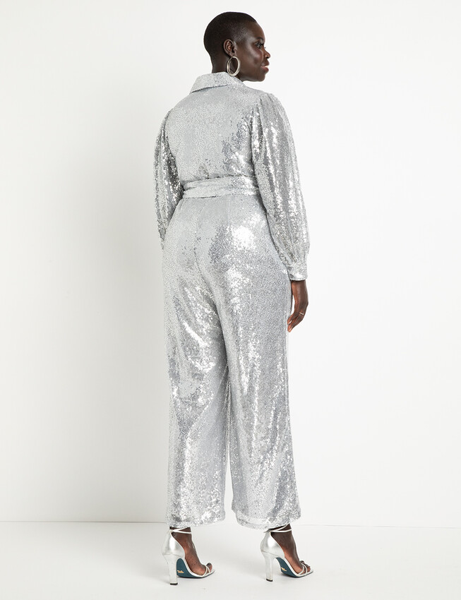 Short Silver Sequin Jumpsuit
