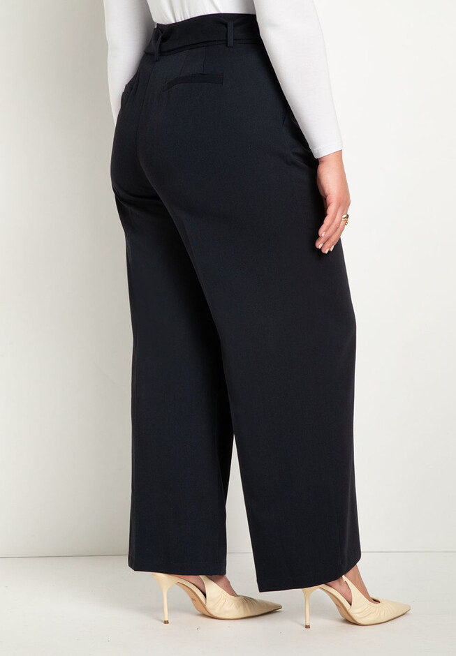Tall Compact Stretch Belted Wide Leg Pants