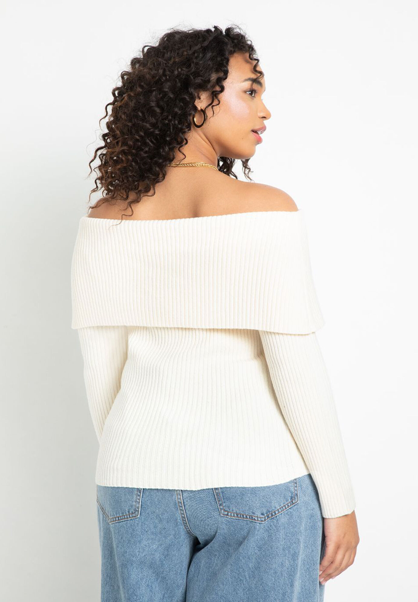 White off deals the shoulder sweater