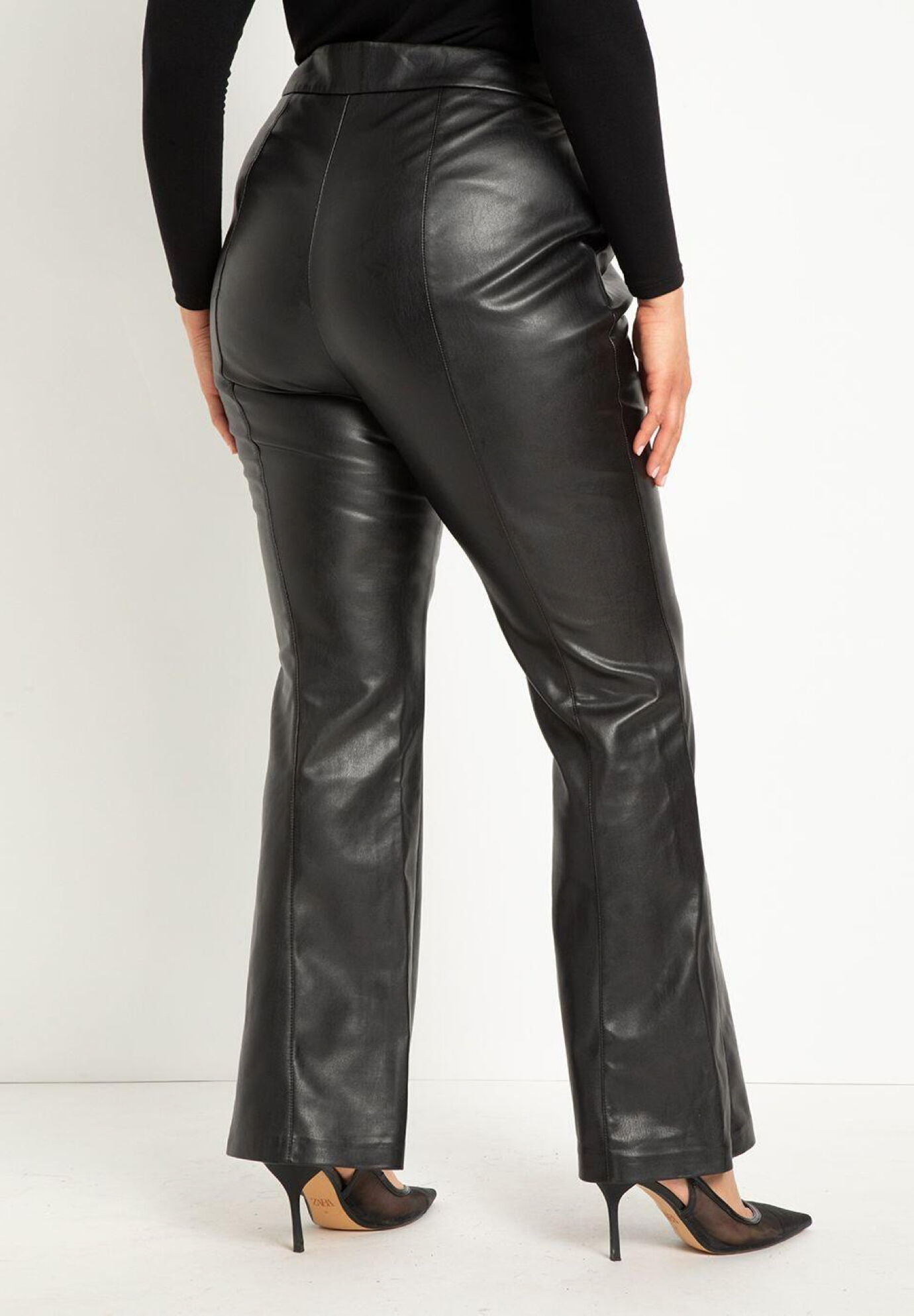 WEST OF MELROSE Faux Leather Low Rise Wide Leg Womens Pants