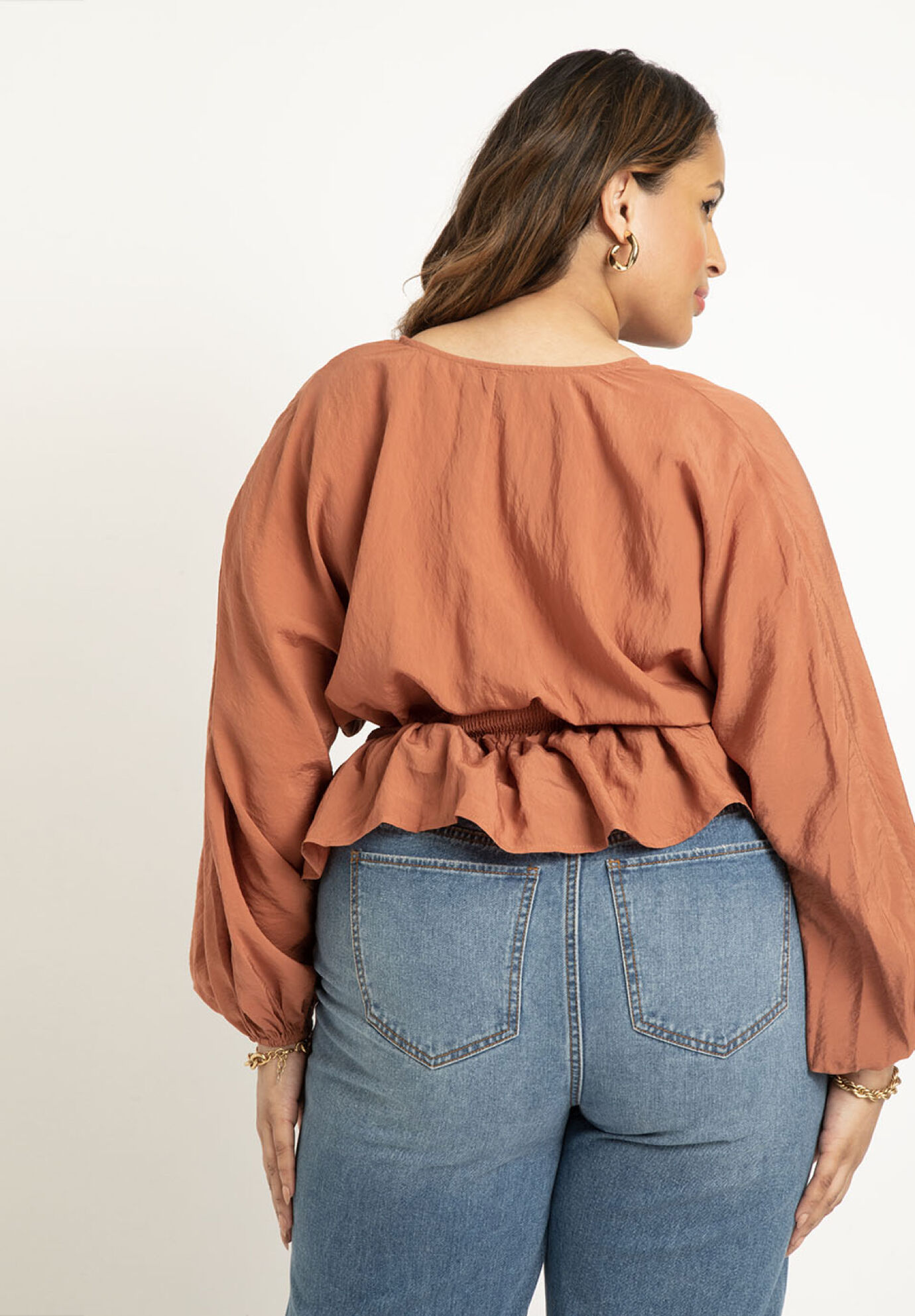 Smocked Waist Peplum Blouse | Eloquii