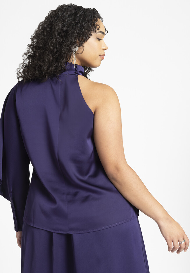 Askyrose Women Satin Tops 2023 Long Sleeve One Shoulder Blouse