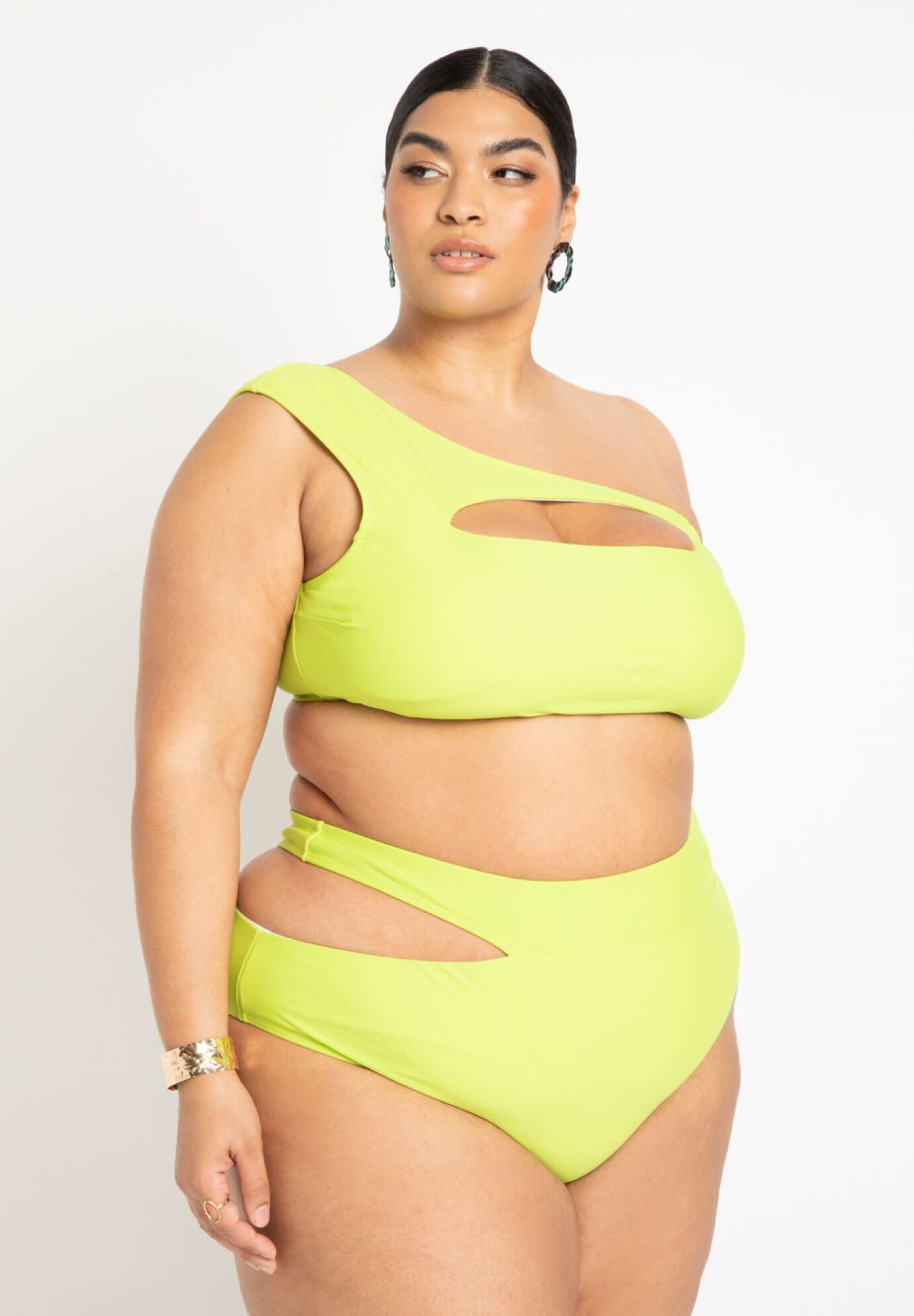 Gabi Fresh Swim x ELOQUII Cutout One Shoulder Bikini Top
