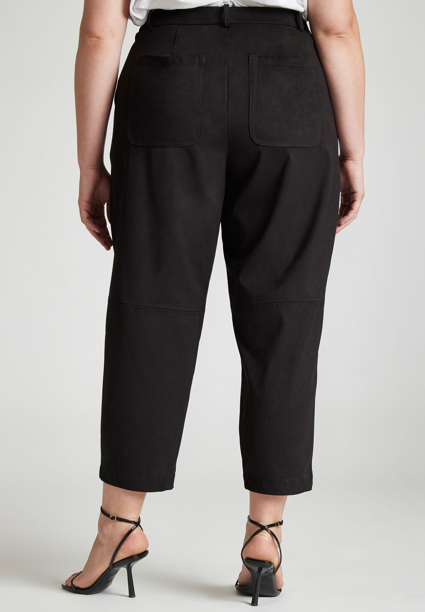 Women's Seam Front Straight Suede Trousers | Boohoo UK