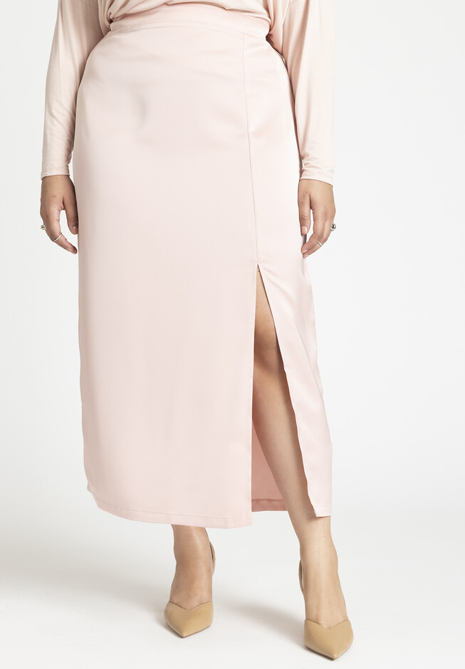 Front Slit Column Skirt - Black – Pink Tartan