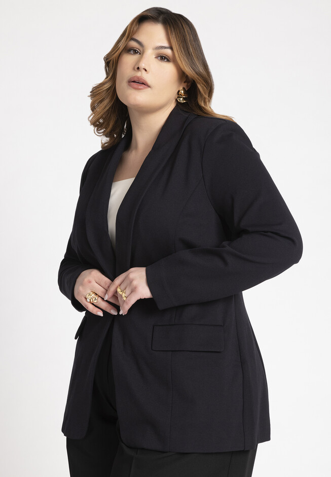Jessica London Women's Plus Size Two Piece Single Breasted Pant Suit Set -  14 W, Navy Blue