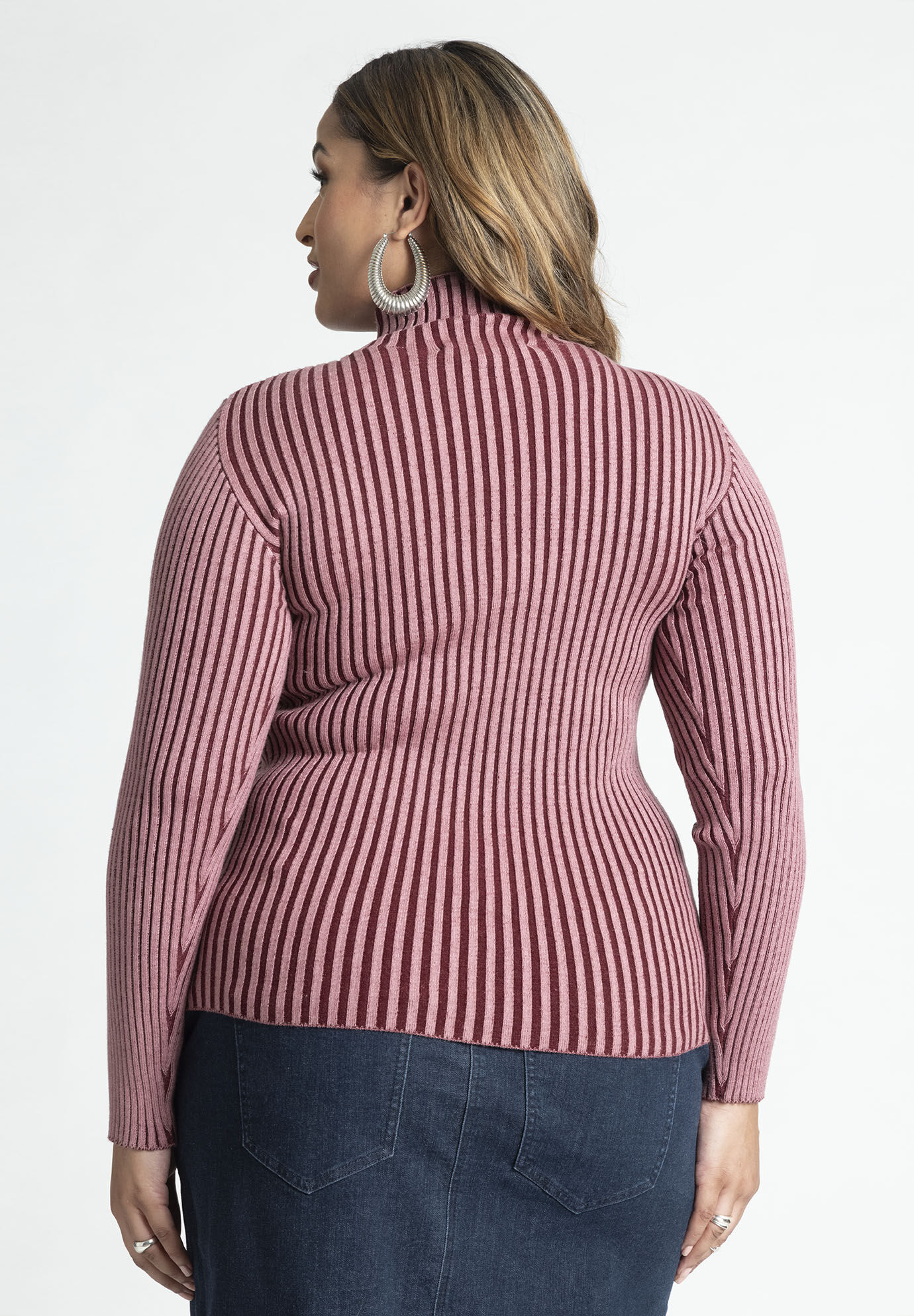 Two Toned Ribbed Sweater | Eloquii