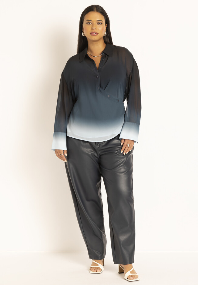 ELOQUII Elements Women's Plus Size Slim Faux Leather Pant With Tie 