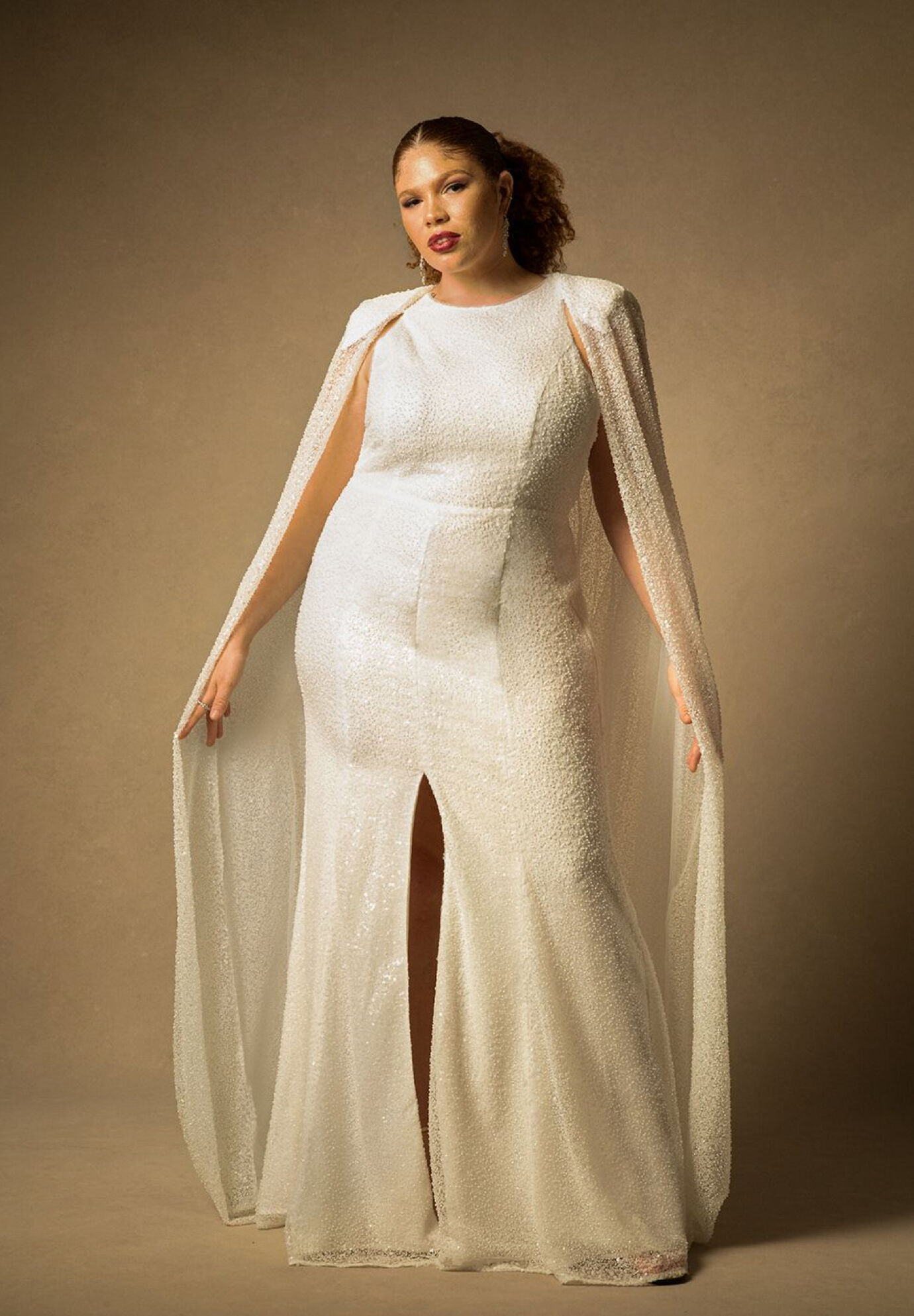 Mesh Slit Sequined Wedding Dress by Eloquii