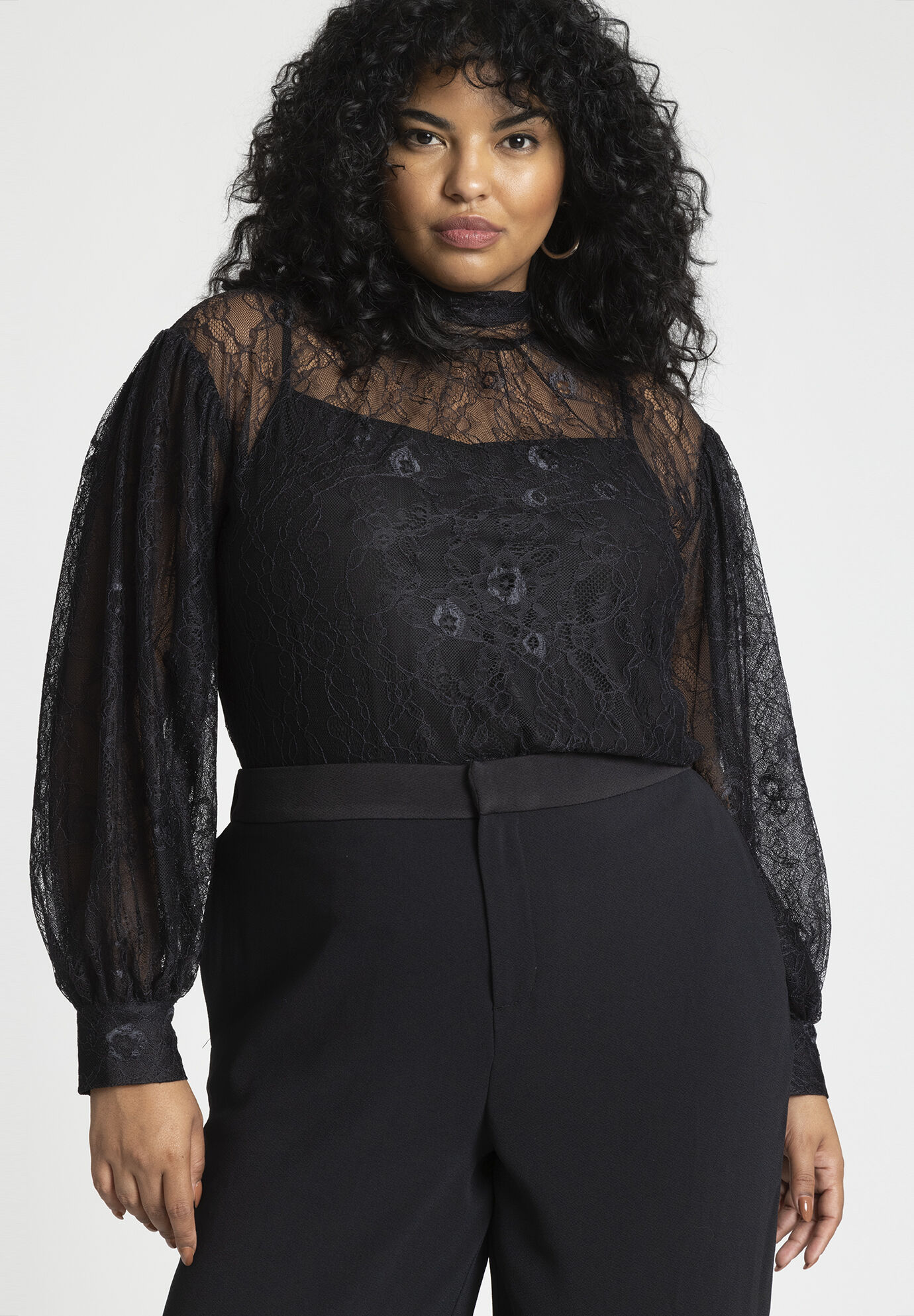 Lace Mock Neck Top | Eloquii