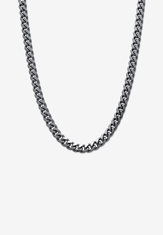 Men's Black Stainless Steel Curb Link Chain Necklace 
