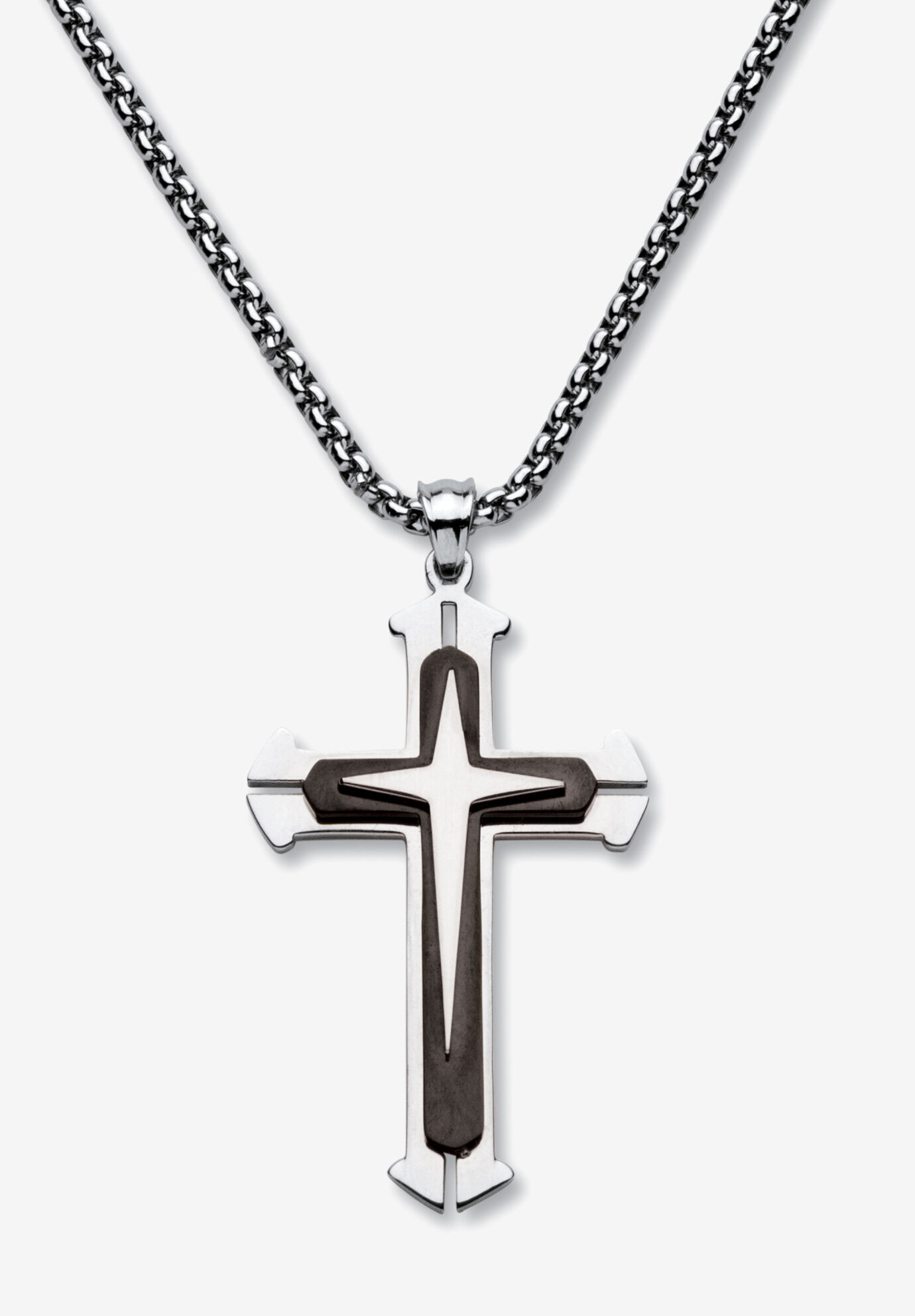 Buy Cross Necklace for Men, Gold Silver Black Stainless Steel Mens Cross  Necklaces Layered Rope Chain Box Chain Cross Pendant Necklace for Men Cross  Chain Necklace for Men Boys 16-24 Inch Online