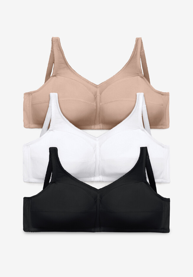 3Pack Everyday Bras - Comfort Breathable Soft Cup Wireless Front