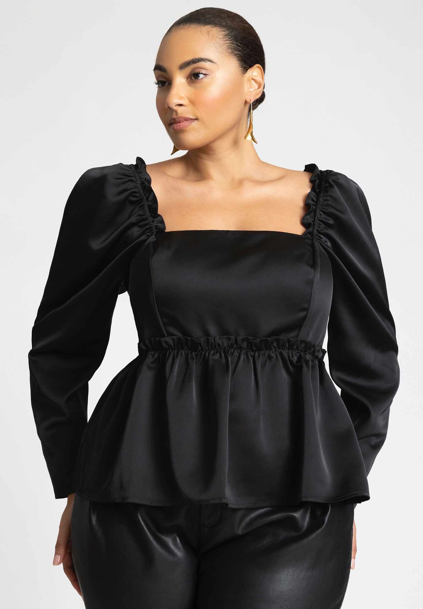 Structured Ruffle Peplum Top